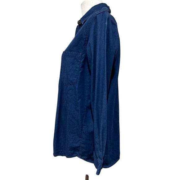 Chico’s Design Vintage Denim Dark Blue Button Up Shirt Long Sleeve Womens S (0) - Picture 4 of 8